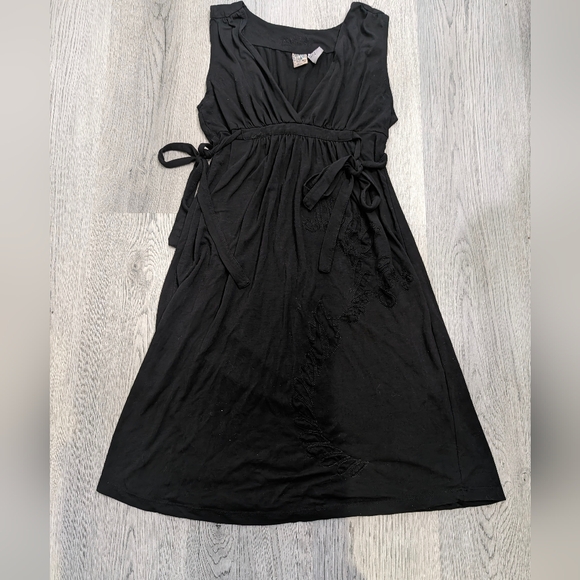 Billabong Dresses & Skirts - Billabong Retro Y2K Black wrap dress patchwork design Size Large Goth Alt